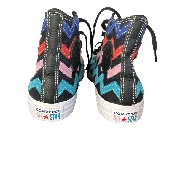 Converse Chuck Taylor All Star Hi Black University Red Women's Sz 9 Chevron New - Picture 3 of 8